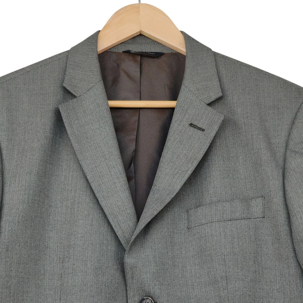 Banana Republic Blazer 42R Mens Gray Herringbone 3 Button Gardner Brown Jacket‎
